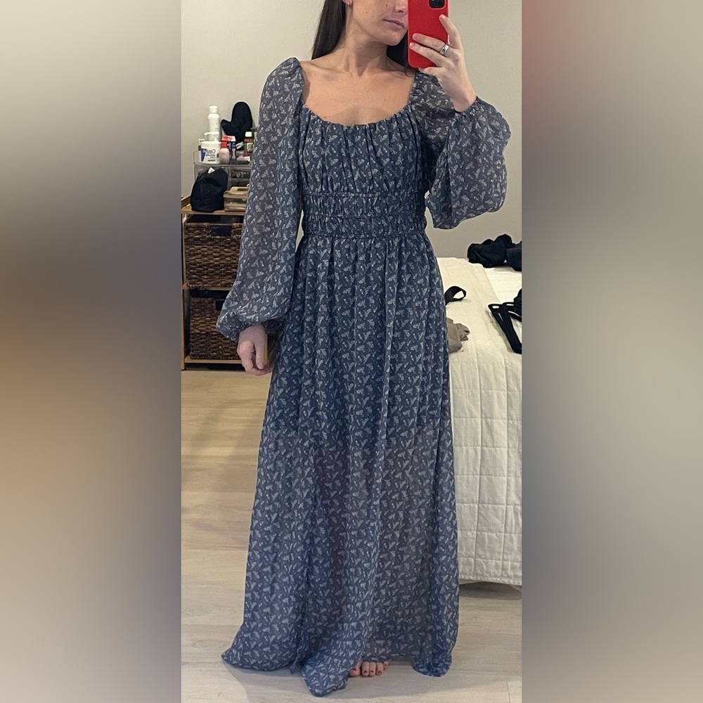 Vici Elegant Blue Floral Dress